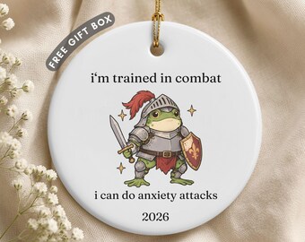 Funny Anxiety Christmas Ornament, Anti-Social Stocking Stuffer Gifts, Meme Gift Christmas, Mental Health Humor Gifts, Medieval Frog Gift