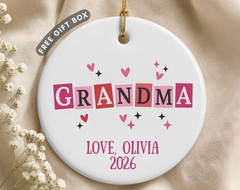 Grandma Ornament, New Grandma Gift, Nana Christmas Ornament, Pregnancy Announcement, Mimi Gift, Abuela Gifts, Granny Keepsake, Gigi Ornament