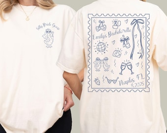 Gans vrijgezellenshirts, shirt grappige gans bruid, aangepaste gans Bach T-shirt, bijpassende bruids partij Tees, trendy Bach comfort kleuren T-shirt