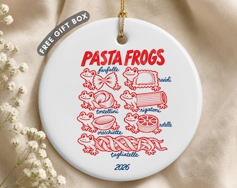 Funny Frog Pasta Ornament, Foodie Stocking Stuffer Gift, Frogs Christmas Gift, Secret Santa Gifts, Xmas Gift For Friend, White Elephant Gift