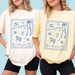 Coastal Bachelorette Shirts, Sardines Bach T-shirts, Fisherman Esthetic Bride T-shirts, Beach Bach Tees Comfortkleuren, Seaside Bach Shirt