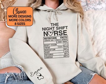 Personalized Night Shift Nurse Hoodie, Funny Cardiac Nurse Hoodie, Mother Baby Nurse Hooded Shirt, Custom Nurse Appreciation Gift For ER RN