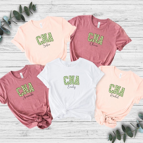 Matching CNA Shirts, Custom CNA Graduation Party Tshirt, Certified Nursing Assistant Tee, Floral Cna Top, Personalized CNA Gift, For Cna