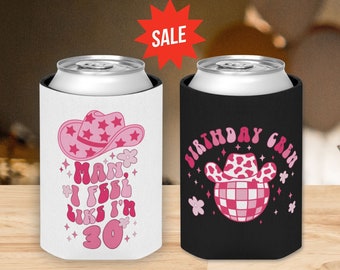 Beer Can Cooler For 30th Birthday Party, Country 30th Birthday Beer Cooler Bulk, Slim Can Sleeve, 30th Bday Regular Drink Holder, Dirty 30