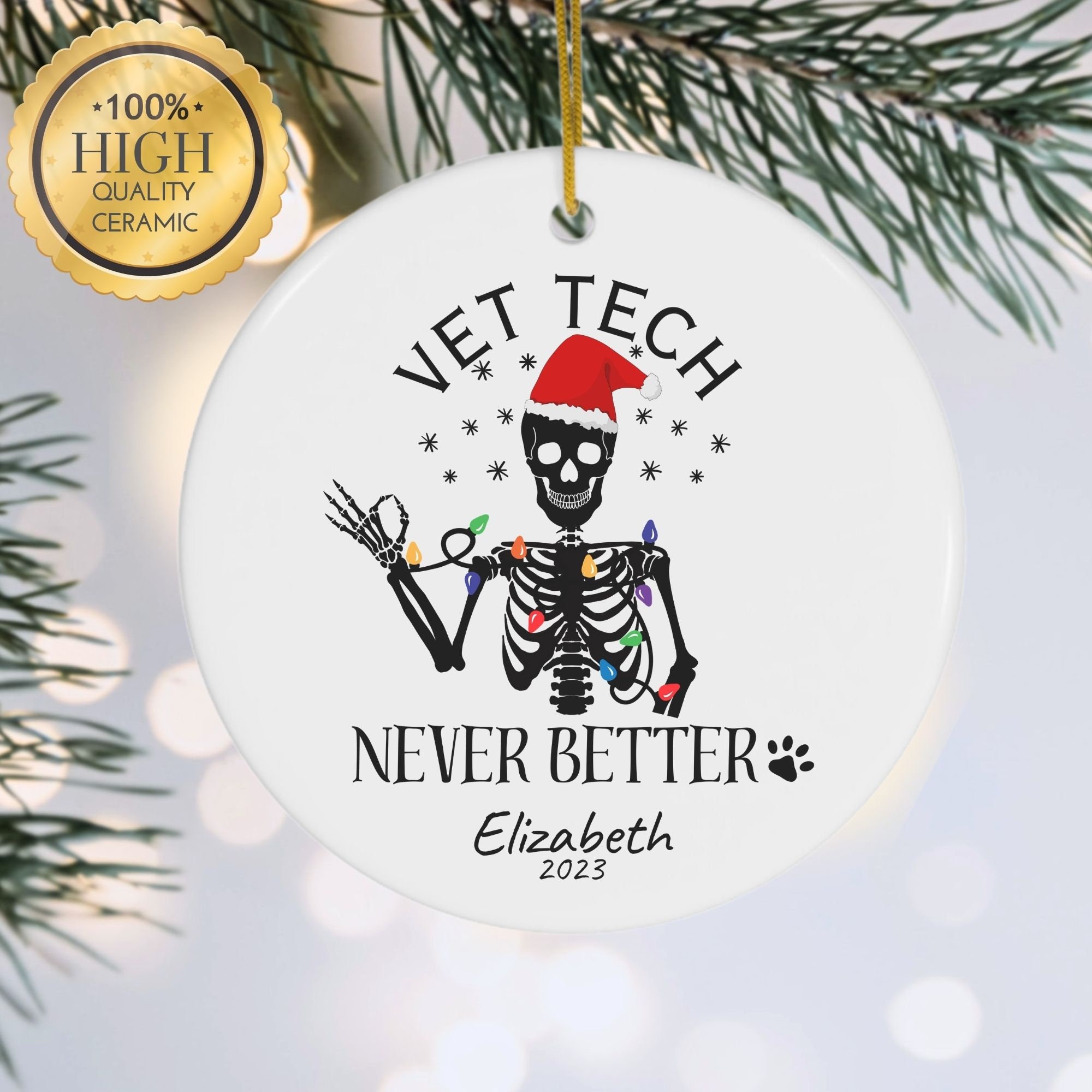 Vet Tech Christmas Ornament Personalized Vet Tech Xmas Gift Etsy