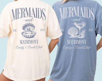 Camisetas de despedida de soltera de sirena, playeras de despedida de soltera playeras, playeras de despedida de soltera de sirena, playeras de despedida de soltera costeras, colores cómodos para sirenas y matrimonio
