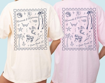 Camisetas de despedida de soltera de sirena, camisetas de despedida de soltera de playa, camisetas de despedida de soltera de sirena, camisetas de despedida de soltera costeras, colores cómodos para despedidas de soltera tropicales