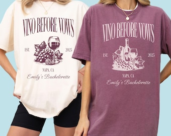Aangepaste wijn vrijgezellenshirts, Winery Bachelorette Comfort kleuren, Napa Bachelorette Tees, wijnproeverij Bach Merch, Vino Bach Party-T-shirt