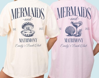 Camisetas de despedida de soltera de sirena, playeras de despedida de soltera playeras, playeras de despedida de soltera de sirena, playeras de despedida de soltera costeras, colores cómodos para sirenas y matrimonio