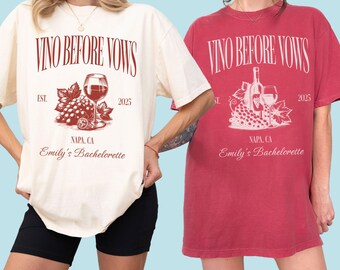 Aangepaste wijn vrijgezellenshirts, Winery Bachelorette Comfort kleuren, Napa Bachelorette Tees, wijnproeverij Bach Merch, Vino Bach Party-T-shirt