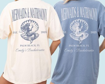 Camisetas de despedida de soltera de sirena, playeras de despedida de soltera playeras, playeras de despedida de soltera de sirena, playeras de despedida de soltera costeras, colores cómodos para sirenas y matrimonio