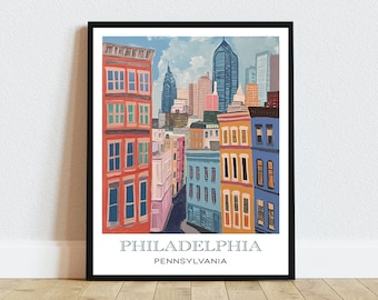 Printable Philadelphia Artwork - Urban Chic Digital Print, Home Office Wall Decor, Unique Moving Gift