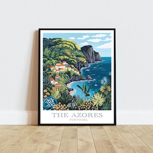 Azores Portugal Art Print Digital Download, Travel Lover Gift, Home Wall Decor, Printable Poster