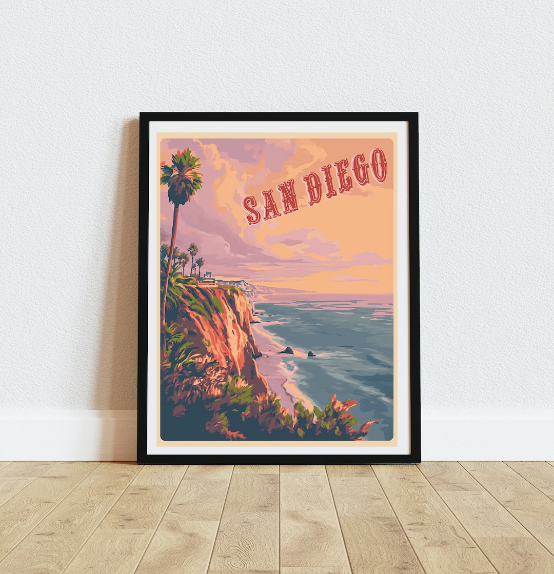 San Diego Retro Travel Poster: Vintage California Art (digital Download ...