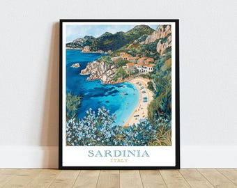 Sardinia Italy Art Print: Mediterranean Coastal Scene (Digital Download)