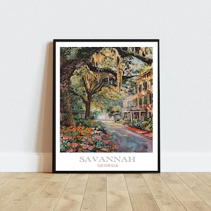 Savannah Georgia Printable Art, Digital Download Landscape, Office Decor Wall Print, Gallery Wall Art, Travel Lovers Gift