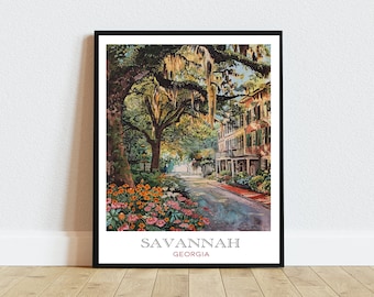 Savannah Georgia Printable Art, Digital Download Landscape, Office Decor Wall Print, Gallery Wall Art, Travel Lovers Gift
