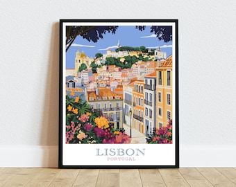 Lissabon Portugal Art Print digitale download, cadeau reisliefhebber, wanddecoratie huis, afdrukbare poster