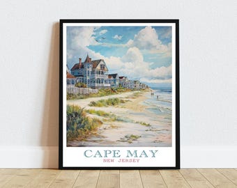 Stampa artistica di Cape May Beach: decorazioni costiere del New Jersey (download digitale)