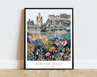 Edinburgh Scotland Art Print - Digital Download, Gallery Wall Decor, Printable Cityscape, Unique Housewarming Gift
