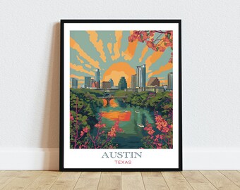 Austin Texas Skyline, Digital Download, Cityscape Decor, Unique Housewarming Gift, Printable Art, Gallery Wall Art