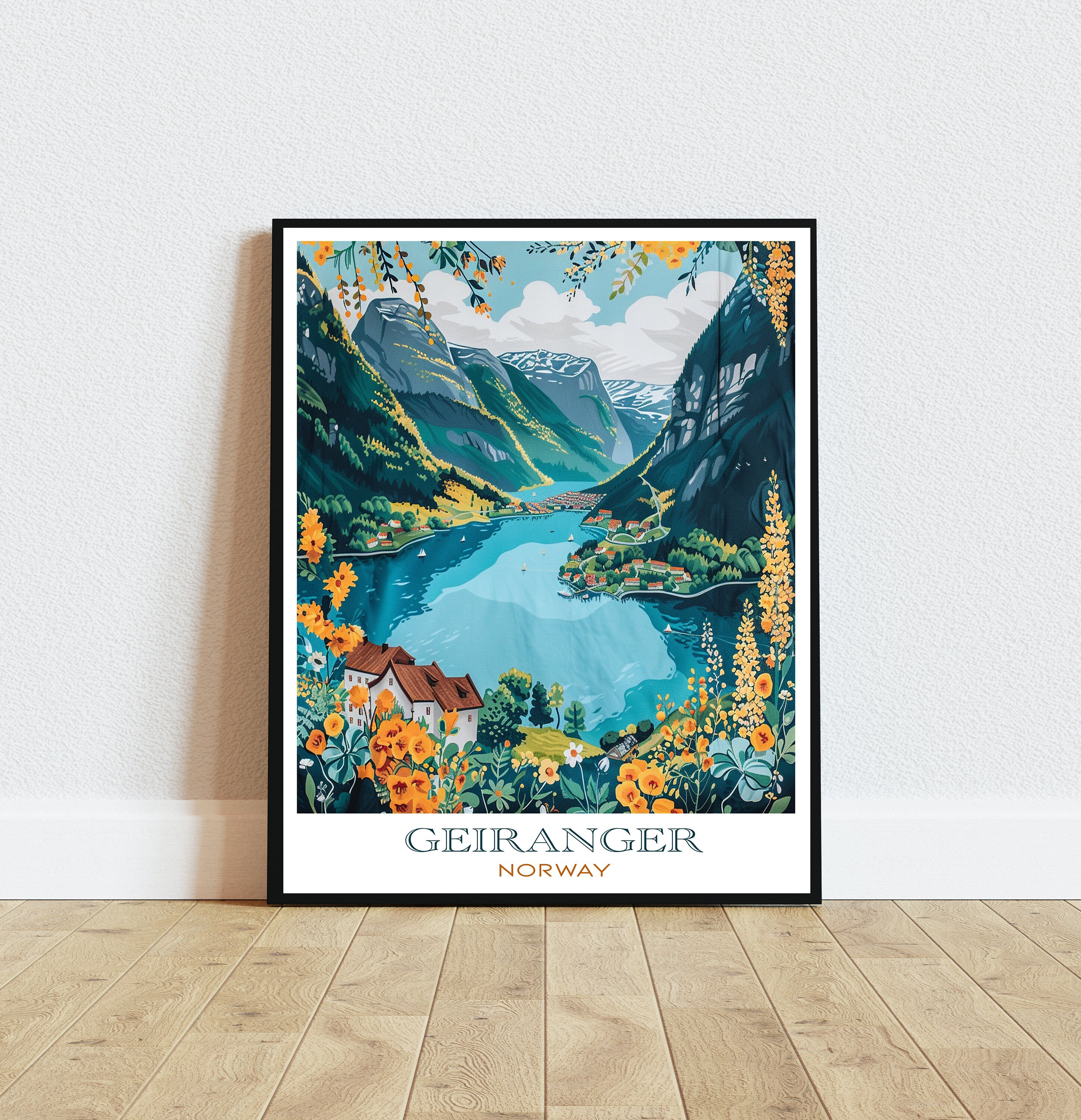 Geiranger Norway Artwork, Norway Scenic Digital Print, Home Decor Wall Art, Perfect Housewarming Gift
