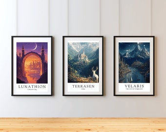 Sarah J Maas Print Set: Velaris, Terrasen, Lunathion (Digital Download)