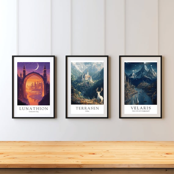 Sarah J Maas Print Set: Velaris, Terrasen, Lunathion (Digital Download)