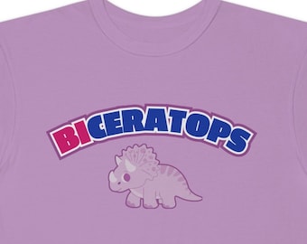Koszulka Bi Pride Biceratops Bisexual Pride Pun Koszulka z przodu i z tyłu Koszulka z grafiką Pride Flag