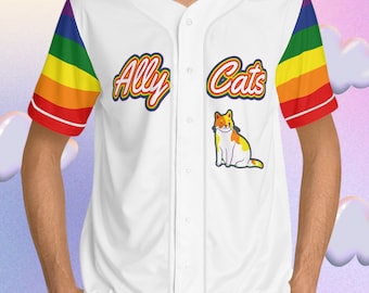 Koszulka baseballowa Team Ally Cats LGBT Pride Ally Koszulka z tęczowymi rękawami Koszulka Pride