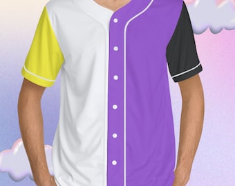 Koszulka baseballowa z flagą Pride dla osób niebinarnych Koszulka baseballowa z flagą Pride dla osób niebinarnych