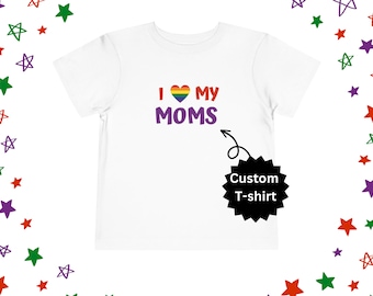 Koszulka z nadrukiem Toddler Pride Kocham moje mamy Kocham moich tatusiów Dwie mamy Dwóch ojców Koszulka z nadrukiem Toddler Family Pride