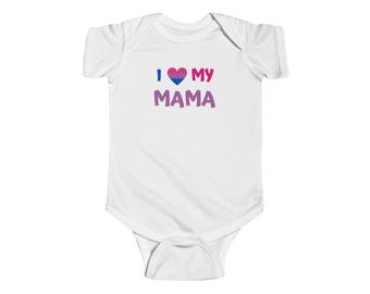 Kocham moją biseksualną mamę / tatę / rodzica, spersonalizowany kombinezon dla niemowląt z motywem dumy rodzinnej