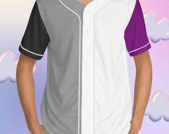 Koszulka baseballowa w kolorach flagi aseksualnej dumy
