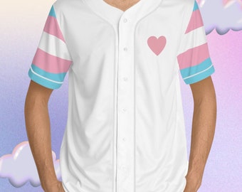 Koszulka baseballowa z flagą Trans Pride w kolorze białym, koszulka Fun Pride, koszulka Trans Respect