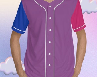 Koszulka baseballowa w kolorach flagi Bi Pride Koszulka w blokach kolorów Koszulka Bisexual Pride