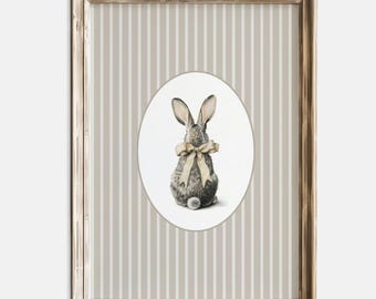 Bunny Nursery Print: Boho Coquette Rabbit Wall Art (Digital Download)