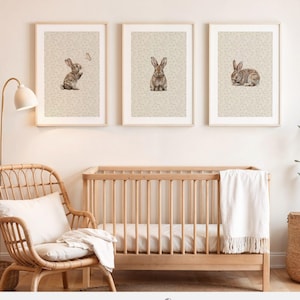 Boho Bunny Prints: Woodland Nursery Decor, Set of 3 (Digital Download)