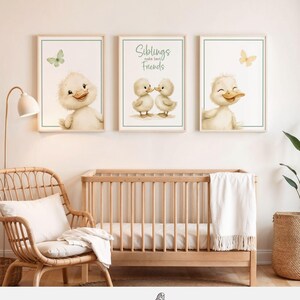 Cute Duck Nursery Decor Print, Siblings Make Best Friends, Cute Duck Wall Art, Perfect for Baby Room, Playroom, Entryway, Baby Gift Idea