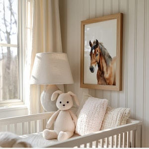 Horse Nursery Print, Watercolor Illustration of Horse Portrait Baby Room Wall Art, Equestrian Print, Gender Neutral Decor, Digital Download