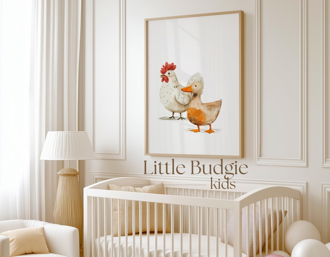 Farm Animal Nursery Decor, Cute Chicken and Duck, Farm Theme Baby Room ...