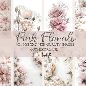 40 rosa Blumen Clip Art, Rosen, Dahlien, Pfingstrosen, Wildblumen, Lilien, Einladungen, Junk Journal, Scrapbooking, Decoupage, Karten machen,
