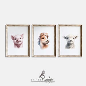 Farm Animal Nursery Prints: Sheep, Pig, Horse (Set of 4) (Digital Download)