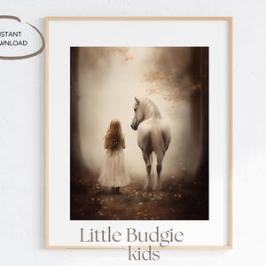Horse Nursery Print: Girl and Horse Watercolor Art (Digital Download)
