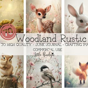 70 pages de journal indésirable des bois, images rustiques de la forêt, lapin, renard, cerf, ours, oiseaux, fleur, carte de voeux, scrapbooking, découpage, art mural