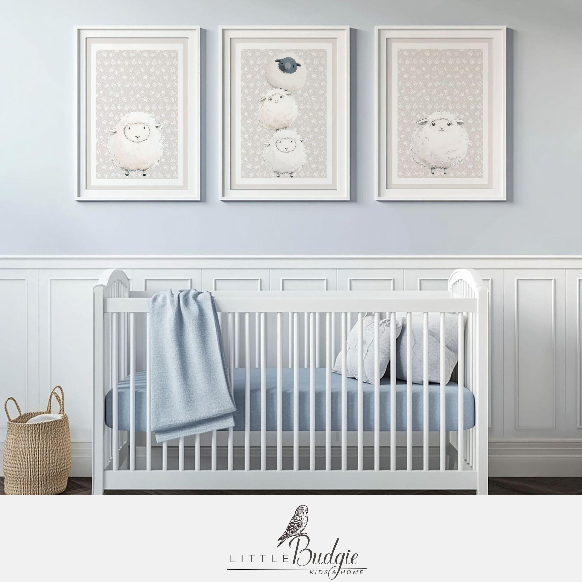 Sheep Nursery Prints: Boho Barnyard Farm Animal Wall Art, Set of 3 ...
