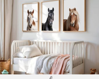 Horse Nursery Decor Prints: Farm Animal Set of 3 (Digital Download)