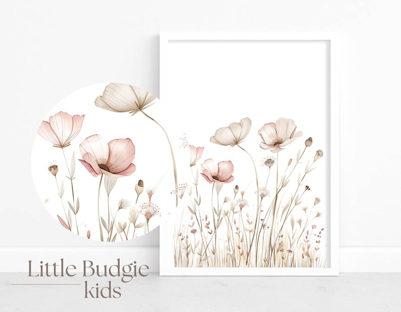 Unicorn Nursery Decor Prints: Watercolor Wildflowers, Set of 3 (digital ...