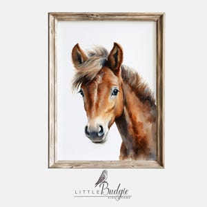 Horse Nursery Decor Prints, Watercolor Horse Wall Art, Farm Animal Print for Kids, Teen Bedroom, Gender Neutral Country Nursery Prints