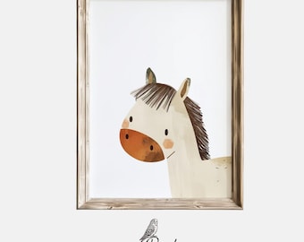 Lámina de arte para guardería de caballos, decoración de animales de granja (descarga digital)